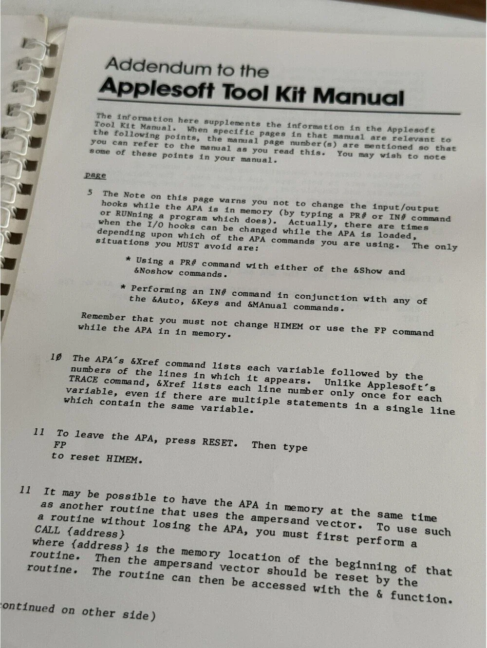 Apple II Applesoft Tool Kit Manual